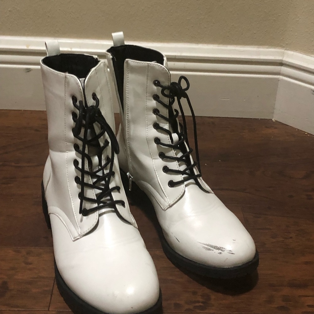 white combat boots